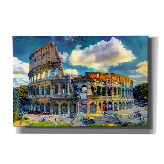 Epic Graffiti 'Rome Italy Colosseum Ver1' by Pedro Gavidia, Canvas Wall Art, 18"x12"