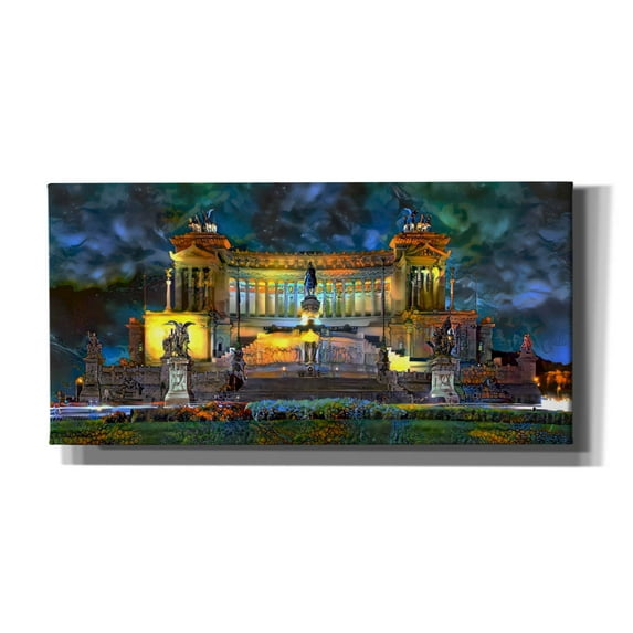 Epic Graffiti 'Rome Italy Victor Emmanuel II National Monument at night' by Pedro Gavidia, Canvas Wall Art, 40"x20"