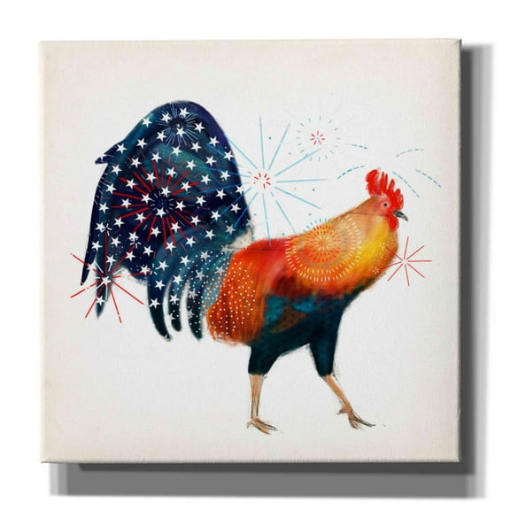Epic Graffiti 'Rooster Fireworks II' by Victoria Borges, Canvas Wall Art, 26"x26"
