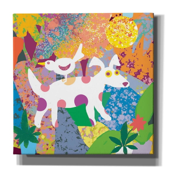Epic Graffiti 'Roosting Bird And Dog' by Holly McGee, Canvas Wall Art, 18"x18"