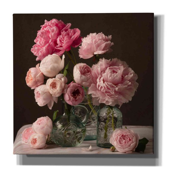 Epic Graffiti 'Rose And Peony Dark Duet' by Leah McLean Giclee Canvas Wall Art, 12"x12"
