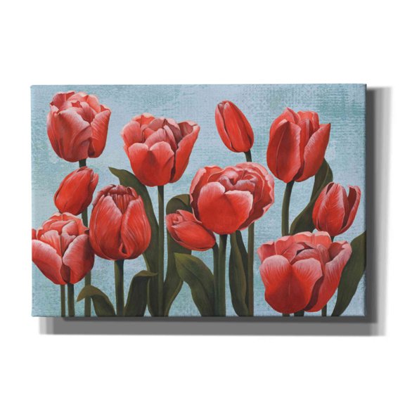 Epic Graffiti 'Ruby Tulips II' by Grace Popp, Canvas Wall Glass, 26"x18"