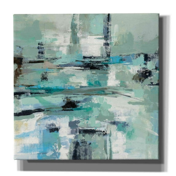 Epic Graffiti 'Sage Sea Foam' by Silvia Vassileva, Canvas Wall Art, 37"x37"