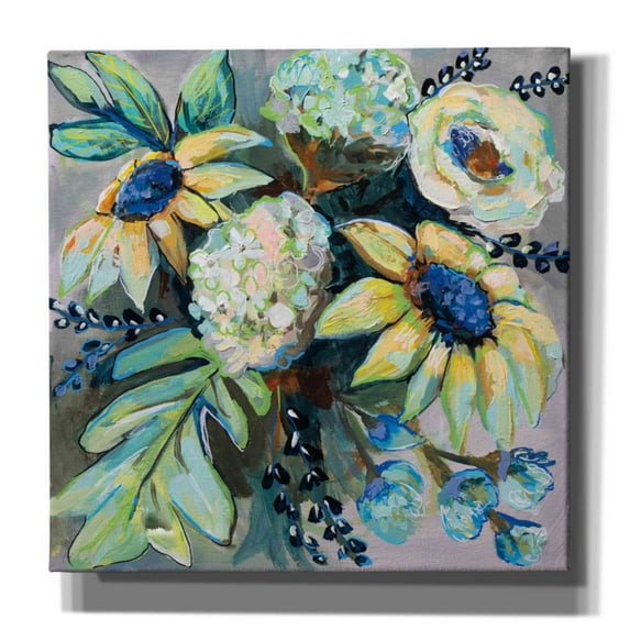 Epic Graffiti 'Sage and Sunflowers II' by Jeanette Vertentes, Canvas Wall Art, 26"x26"
