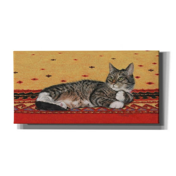 Epic Graffiti 'Sam On Patterned Rug' by Janet Pidoux, Canvas Wall Art, 24"x12"