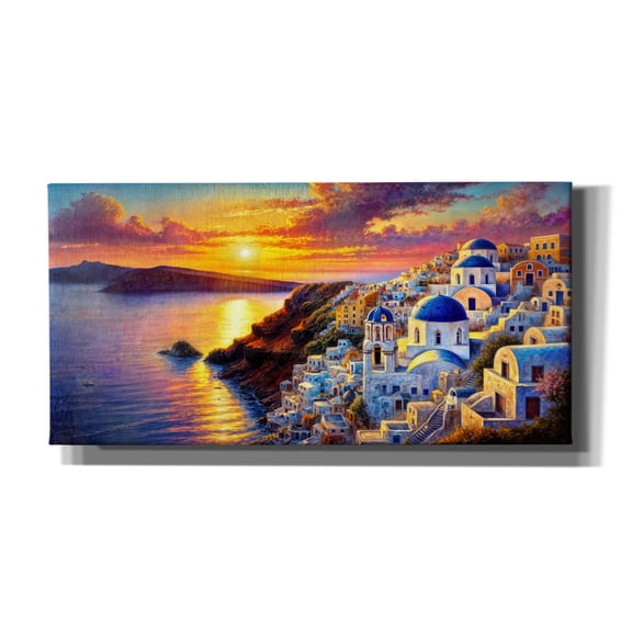 Epic Graffiti 'Santorini Painted Sunset' by Rey Klimt Canvas Wall Art, 40" x 20"