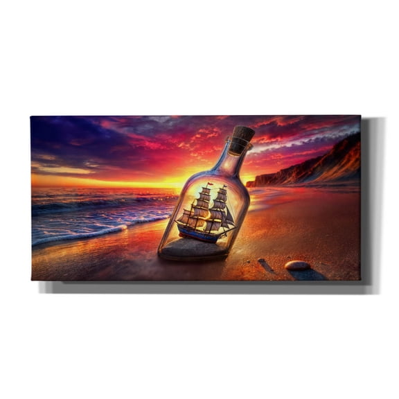 Epic Graffiti 'Ship In A Bottle' by Rey Klimt Canvas Wall Art, 24" x 12"
