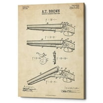 Epic Graffiti "Shotgun Blueprint Patent Parchment" Giclee Canvas Wall Art, 12" x 18"
