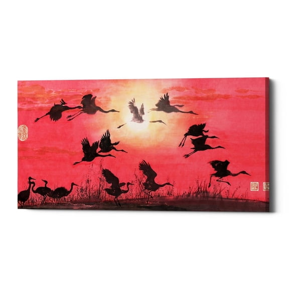 Epic Graffiti "Siege of Cranes" by River Han, Giclee Canvas Wall Art, 20"x40" - 20" x 40"