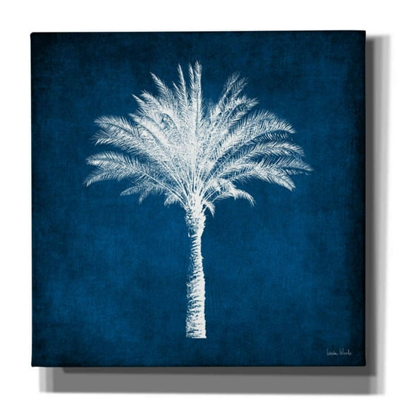 Epic Graffiti 'Single Indigo And White Palm Tree' by Linda Woods, Canvas Wall Art, 18"x18"