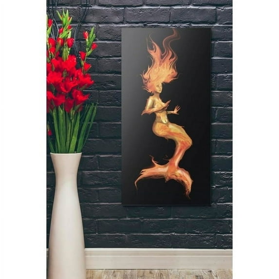 Epic Graffiti "Siren" by Michael Stewart, Giclee Canvas Wall Art - Orange 20" x 40"