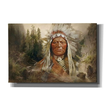 Epic Graffiti 'Sitting Bull' by Steve Hunziker, Canvas Wall Art, 60"x40"