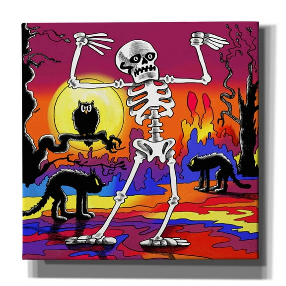 Epic Graffiti 'Skeleton Dance' by Howie Green, Canvas Wall Art, 12"x12"