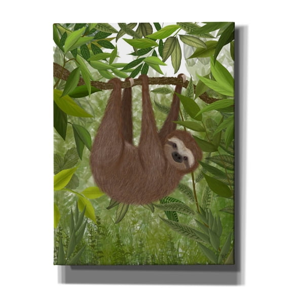Epic Graffiti 'Sloth Hanging Around' by Fab Funky, Canvas Wall Art, 12"x16"