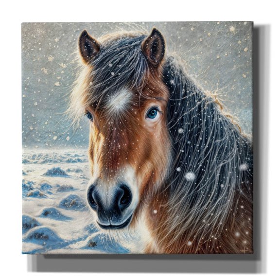 Epic Graffiti 'Snowy Horse Portrait' by Rey Klimt Canvas Wall Art, 18" x 18"