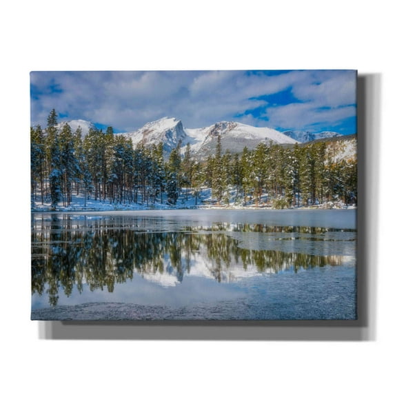 Epic Graffiti 'Sprague Lake First Freeze - Rocky Mountain National Park' by Darren White, Giclee Canvas Wall Art, 34"x26"