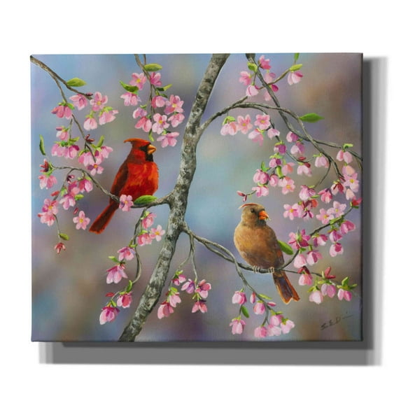 Epic Graffiti 'Spring Cardinals' by Sarah Davis, Canvas Wall Art, 30"x26"
