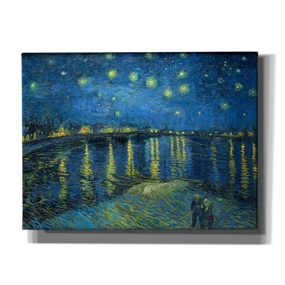 Epic Graffiti 'Starry Night Over the Rhone' by Vincent VanGogh, Canvas Wall Art, 16"x12"