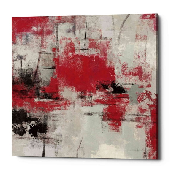 Epic Graffiti  "Stone Gardens III Red" by Silvia Vassileva, Giclee Canvas Wall Art, 12"x12"