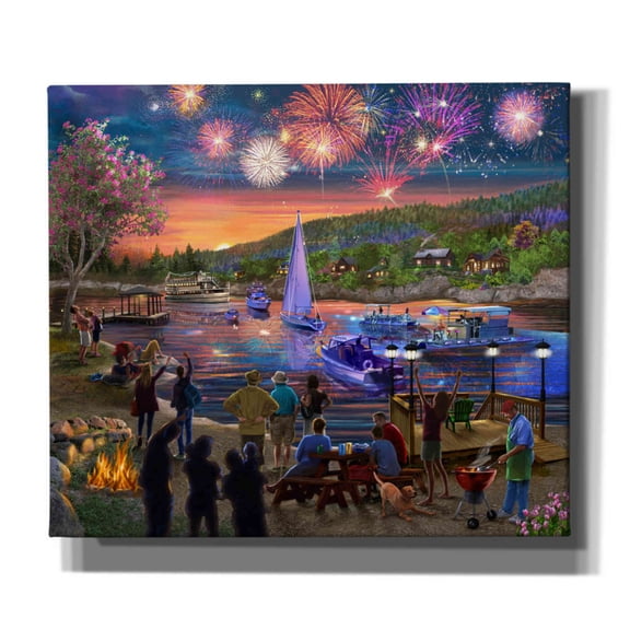 Epic Graffiti 'Summer Fireworks 2' by Bigelow Illustrations, Canvas Wall Art, 30"x26"