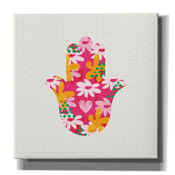 Epic Graffiti 'Summer Garden Hamsa' by Linda Woods, Canvas Wall Art, 12"x12"