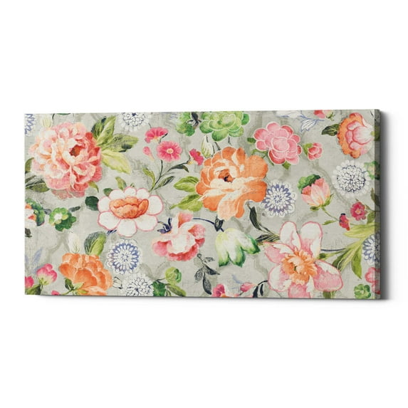 Epic Graffiti 'Summer Garden of Delights Gray' by Danhui Nai, Canvas Wall Art, 24"x12"