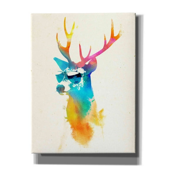Epic Graffiti 'Sunny Stag' by Robert Farkas, Canvas Wall Art, 12"x16"