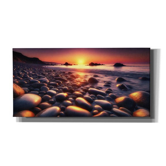 Epic Graffiti 'Sunset On Rocks Beach' by Rey Klimt Canvas Wall Art, 60" x 30"