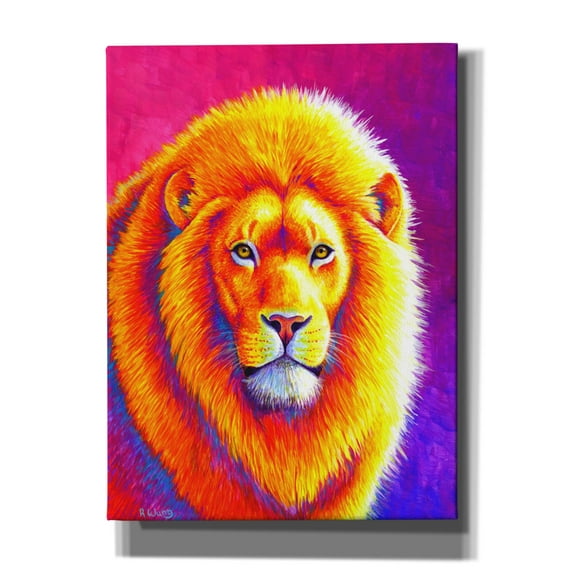 Epic Graffiti 'Sunset on the Savanna African Lion' by Rebecca Wang Art, Canvas Wall Art, 40"x54"