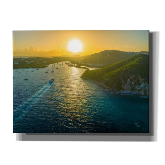 Epic Graffiti 'Sunset over Vessup Bay St Thomas USVI' by Epic Portfolio, Canvas Wall Art, 16"x12"