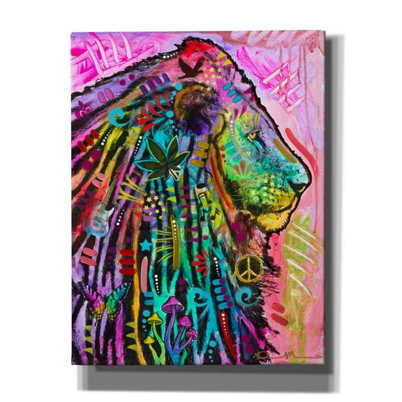 Epic Graffiti 'Syco-Delic Lion' by Dean Russo, Canvas Wall Art, 26"x34"