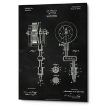 Epic Graffiti  "Tattoo Machine Blueprint Patent Chalkboard" Giclee Canvas Wall Art, 12" x 18" 26" x 40"