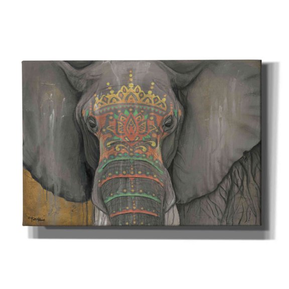 Epic Graffiti 'Tattooed Elephant' by Britt Hallowell, Canvas Wall Art, 26"x18"