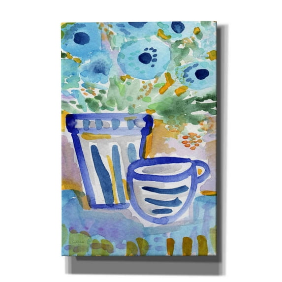 Epic Graffiti 'Tea And Flowers I' by Linda Woods, Canvas Wall Art, 40"x60"