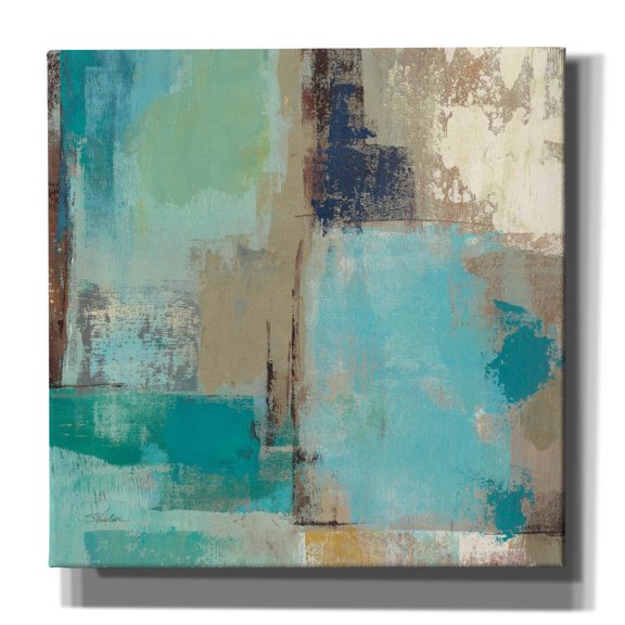 Epic Graffiti 'Teal And Aqua Reflections 2'  by Silvia Vassileva Canvas Wall Art, 12" x 12"