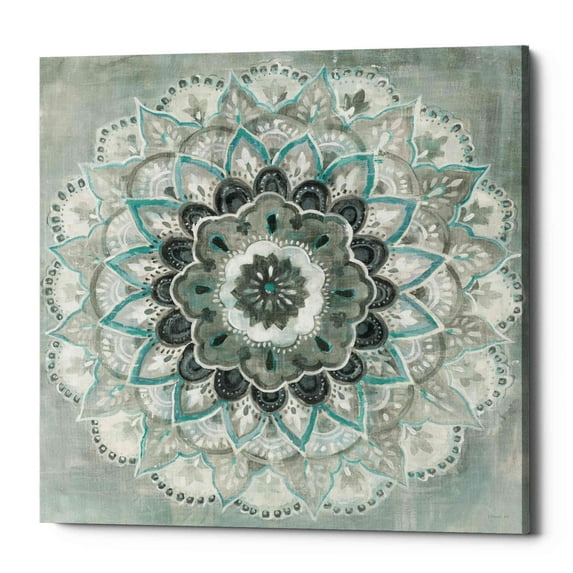 Epic Graffiti 'Teal Sunburst' by Danhui Nai, Canvas Wall Art, 26"x26"