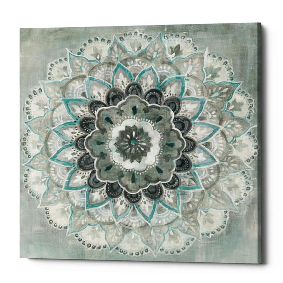 Epic Graffiti 'Teal Sunburst' by Danhui Nai, Canvas Wall Art, 37"x37"