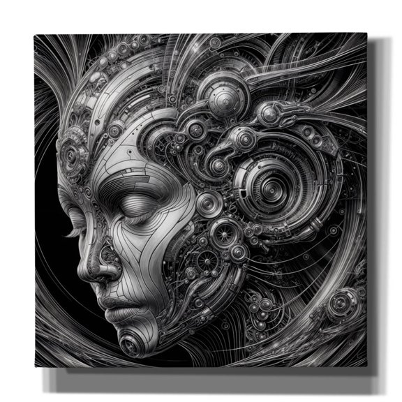 Epic Graffiti 'Techno Face 1' by KIR.DART Canvas Wall Art, 18" x 18"