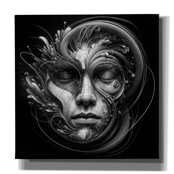 Epic Graffiti 'Techno Face 2' by KIR.DART Canvas Wall Art, 12" x 12"