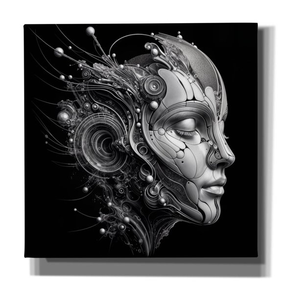 Epic Graffiti 'Techno Face 3' by KIR.DART Canvas Wall Art, 12" x 12"