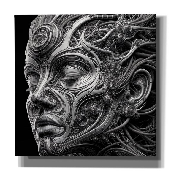 Epic Graffiti 'Techno Face 5' by KIR.DART Canvas Wall Art, 12" x 12"