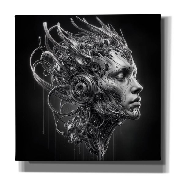 Epic Graffiti 'Techno Face 7' by KIR.DART Canvas Wall Art, 37" x 37"