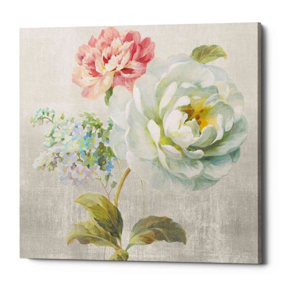 Epic Graffiti  "Textile Floral Square I No Lace" by Danhui Nai, Giclee Canvas Wall Art - 26" x 26"