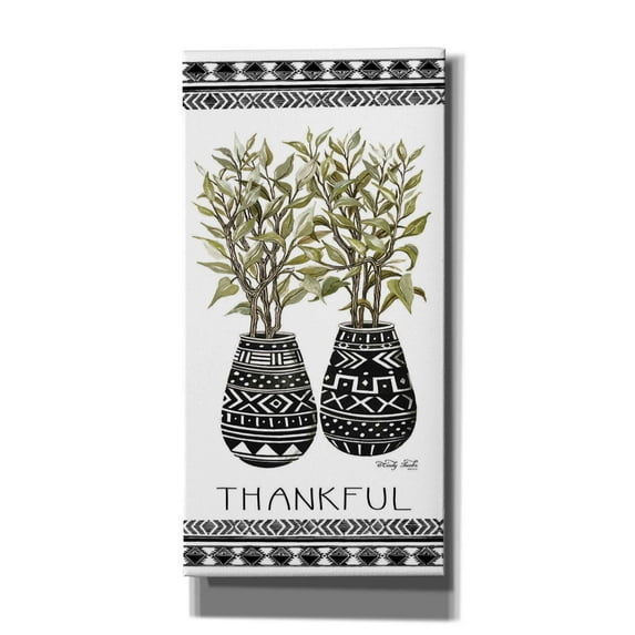 Epic Graffiti 'Thankful Mud Cloth Vase' by Cindy Jacobs, Canvas Wall Art, 30"x60"