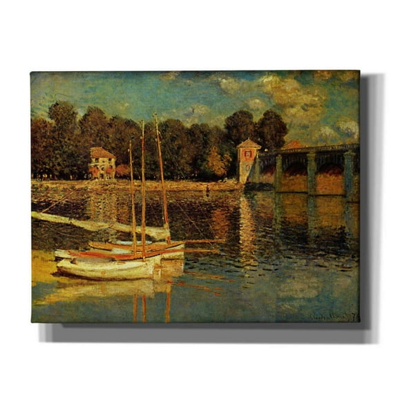 Epic Graffiti 'The Argenteuil Bridge' by Claude Monet, Giclee Canvas Wall Art, 34"x26"