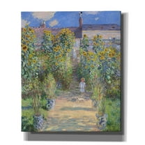 Epic Graffiti 'The Artist’s Garden At Vétheuil' by Claude Monet, Giclee Canvas Wall Art, 20"x24"