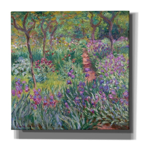 Epic Graffiti 'The Artist’s Garden In Giverny' by Claude Monet, Giclee Canvas Wall Art, 12"x12"