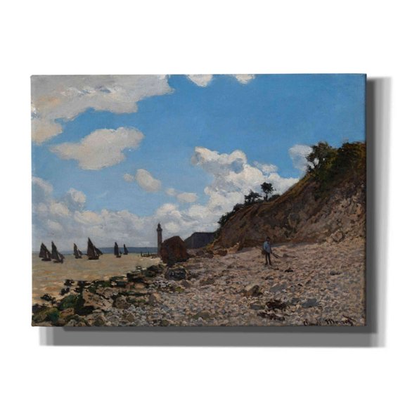 Epic Graffiti 'The Beach At Honfleur' by Claude Monet, Giclee Canvas Wall Art, 16"x12"