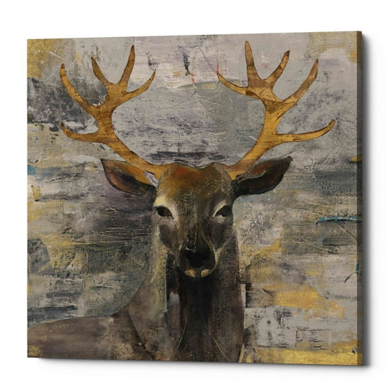 Epic Graffiti 'The Leader Gold Light Grey' by Albena Hristova, Canvas Wall Art, 26"x26"