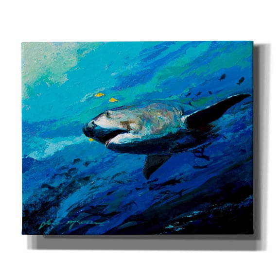 Epic Graffiti 'The Mighty Bull Shark' by Jace D McTier, Giclee Canvas Wall Art, 24"x20"
